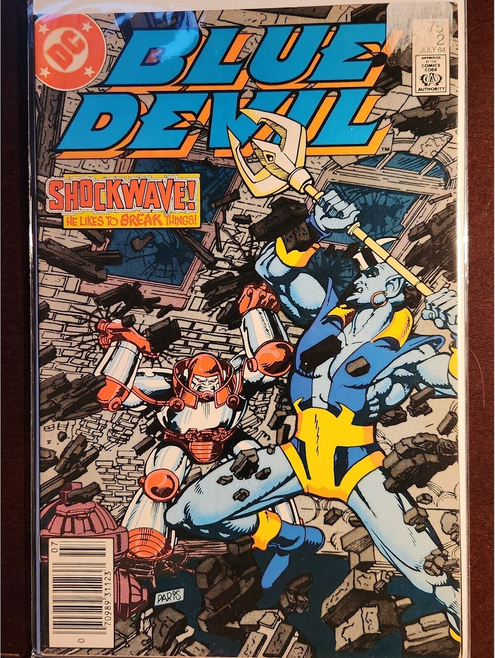 BlueโฏDevilโฏ#2BโฏNewsstandโฏEditionโฏNMโฏDCโฏ1984โฏShockwaveโฏBattleโฏClassic